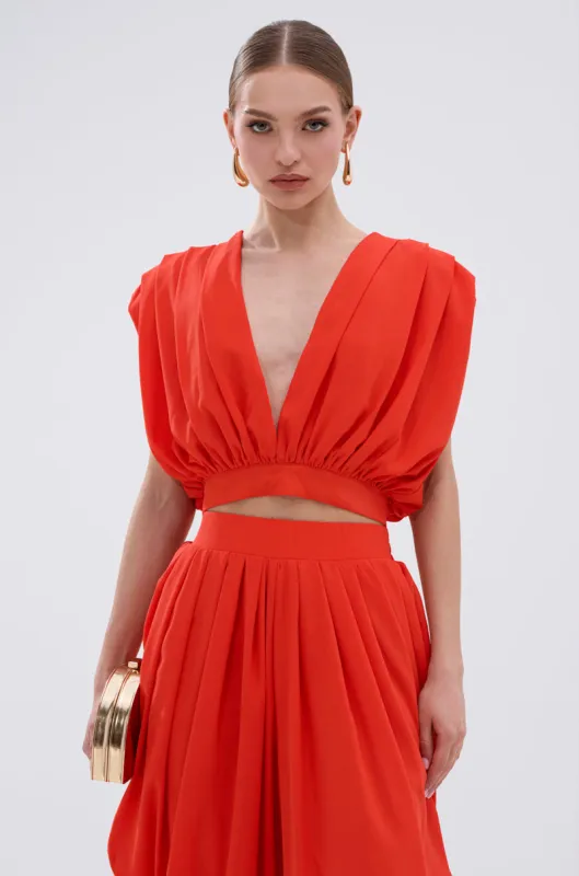 READY TO DANCE SLINKY BLOUSE IN ORANGE sold by AKIRA