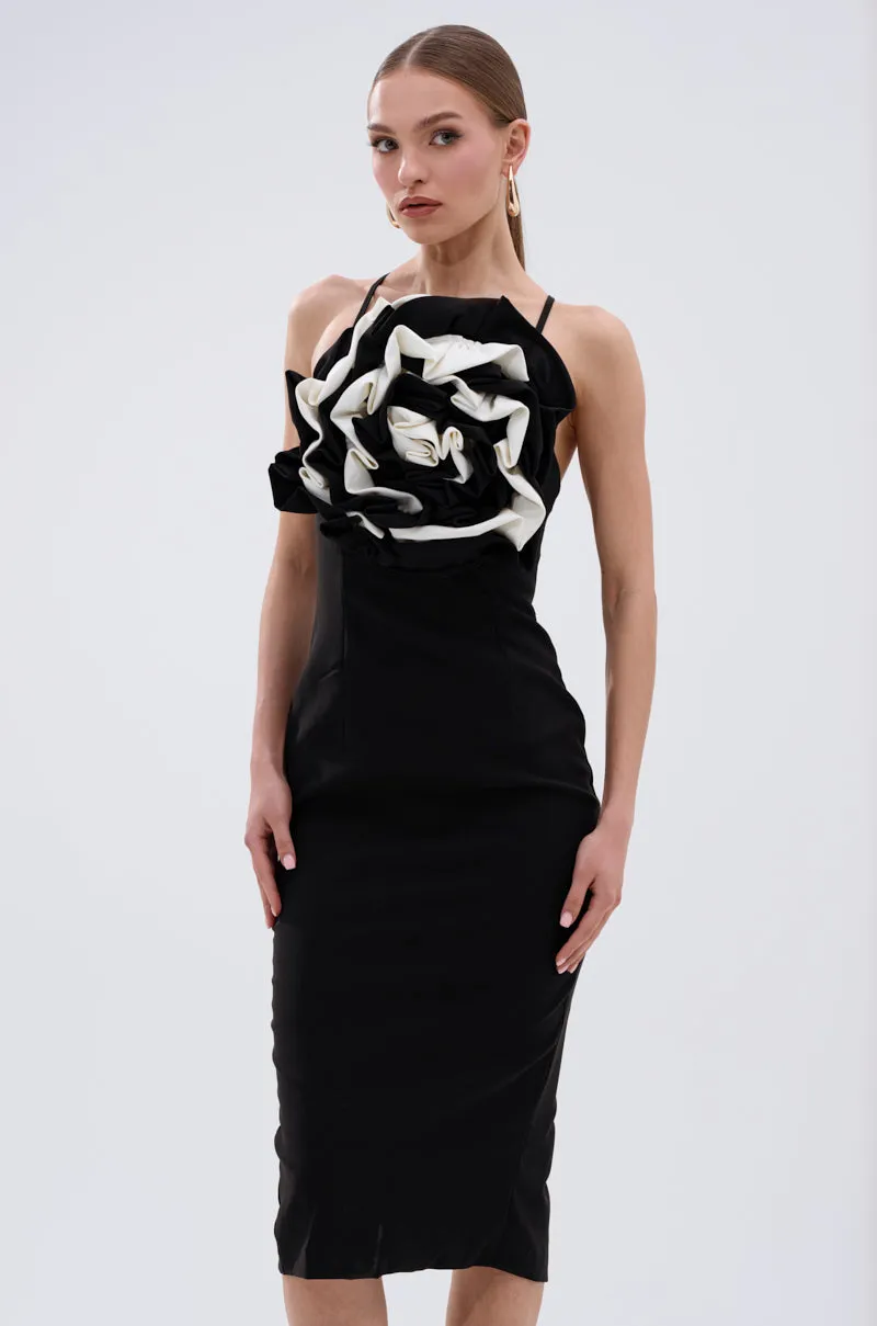 MAYBE SOMEDAY MIDI DRESS WITH FLOWER APPLIQUE sold by AKIRA product image thumbnail 2