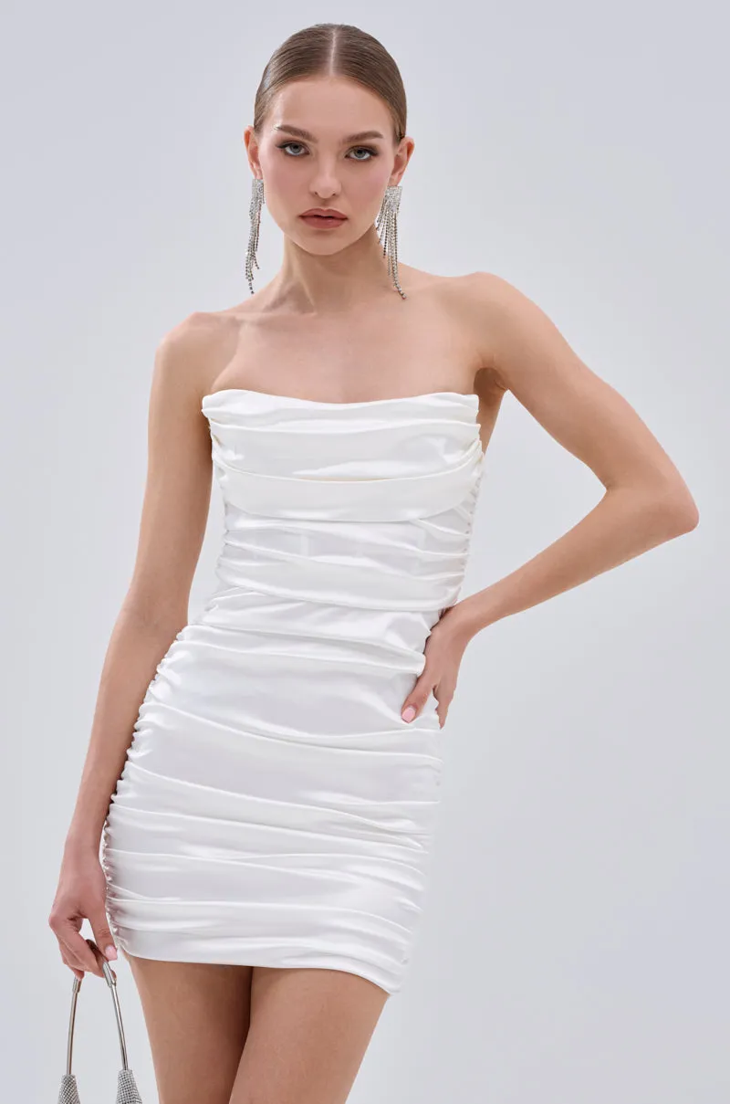 BEEN HER RUCHED MINI DRESS sold by AKIRA