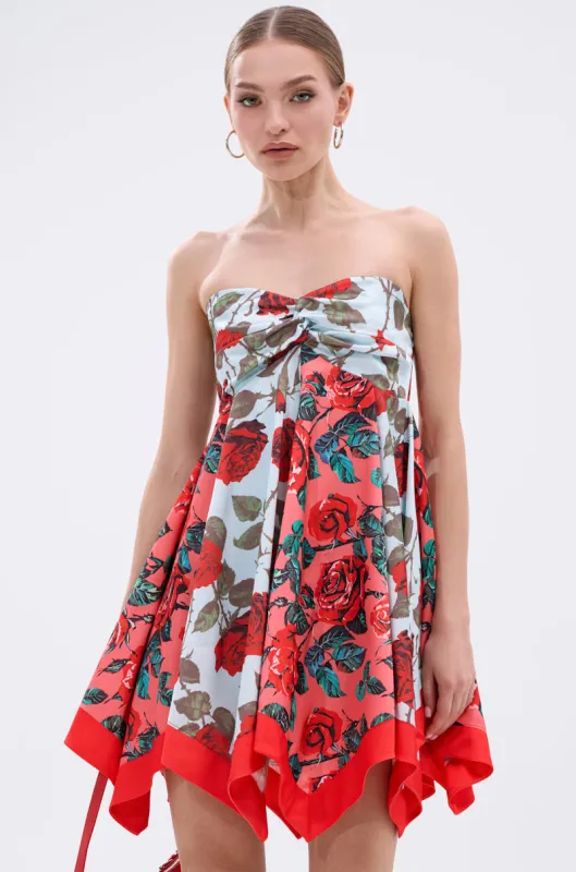 ON VACAY PRINTED SATIN MINI DRESS sold by AKIRA