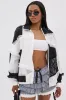 BLACK DAHLIA PATCHWORK BOMBER sold by AKIRA