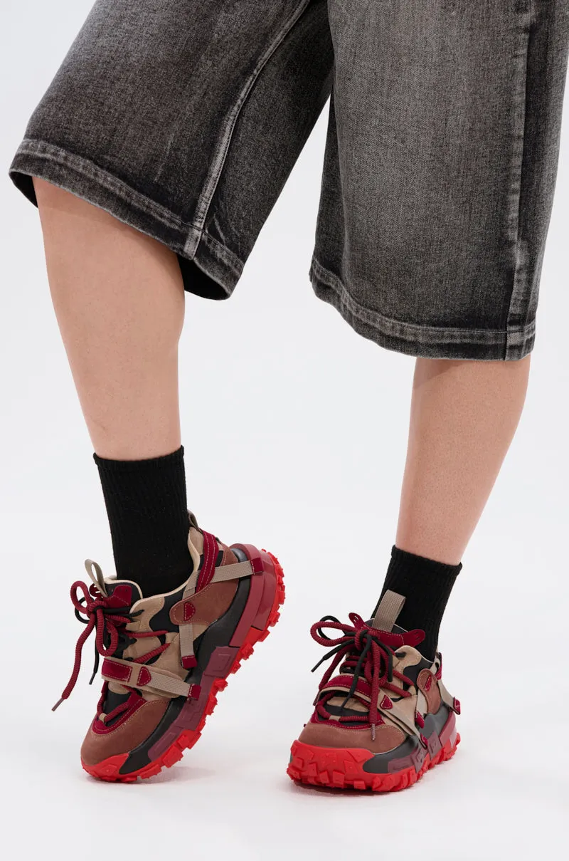 AZALEA WANG NAMIDA BURGUNDY SNEAKER sold by AKIRA