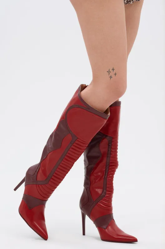AZALEA WANG RODRIGO RED BOOT STILETTO sold by AKIRA