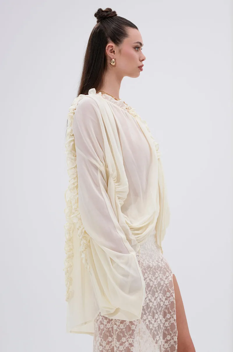 LILA WOVEN DRAPEY BLOUSE sold by AKIRA product image thumbnail 4