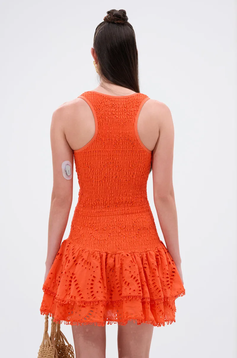 LET'S GO TO THE BEACH RUFFLE MINI DRESS IN ORANGE sold by AKIRA product image thumbnail 4