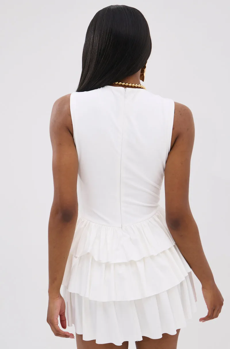 EVERYDAY UNIFORM RUFFLED MINI DRESS IN IVORY sold by AKIRA product image thumbnail 5
