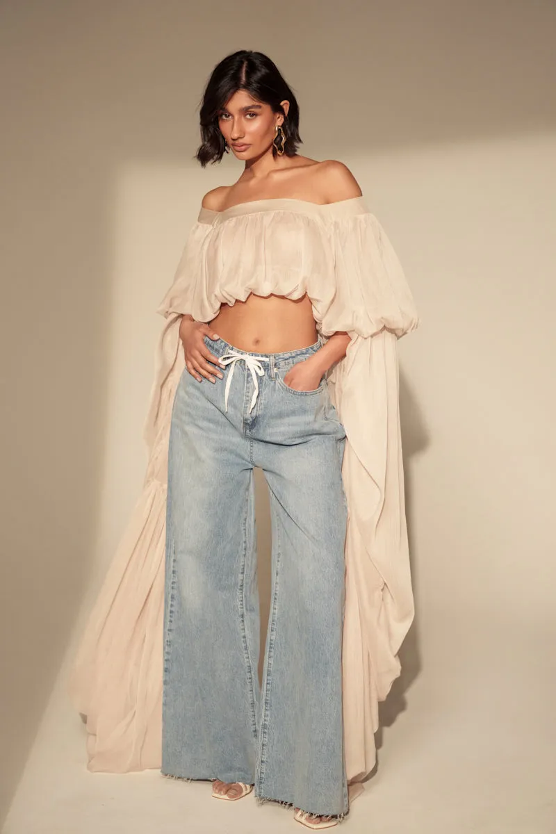 SLOUCHY SQUARE NECK LONG SLEEVE BLOUSE TOP sold by AKIRA product image thumbnail 2