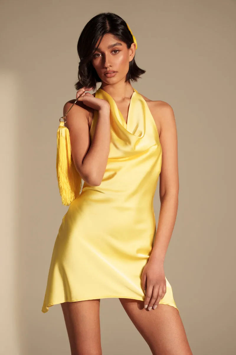 DOLLY SATIN MINI DRESS IN YELLOW sold by AKIRA product image thumbnail 2