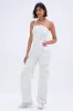 LINDSAY DENIM CARGO JUMPSUIT IN WHITE sold by AKIRA