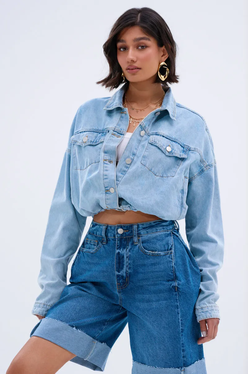 IGGY ADJUSTABLE DENIM JACKET sold by AKIRA product image thumbnail 3