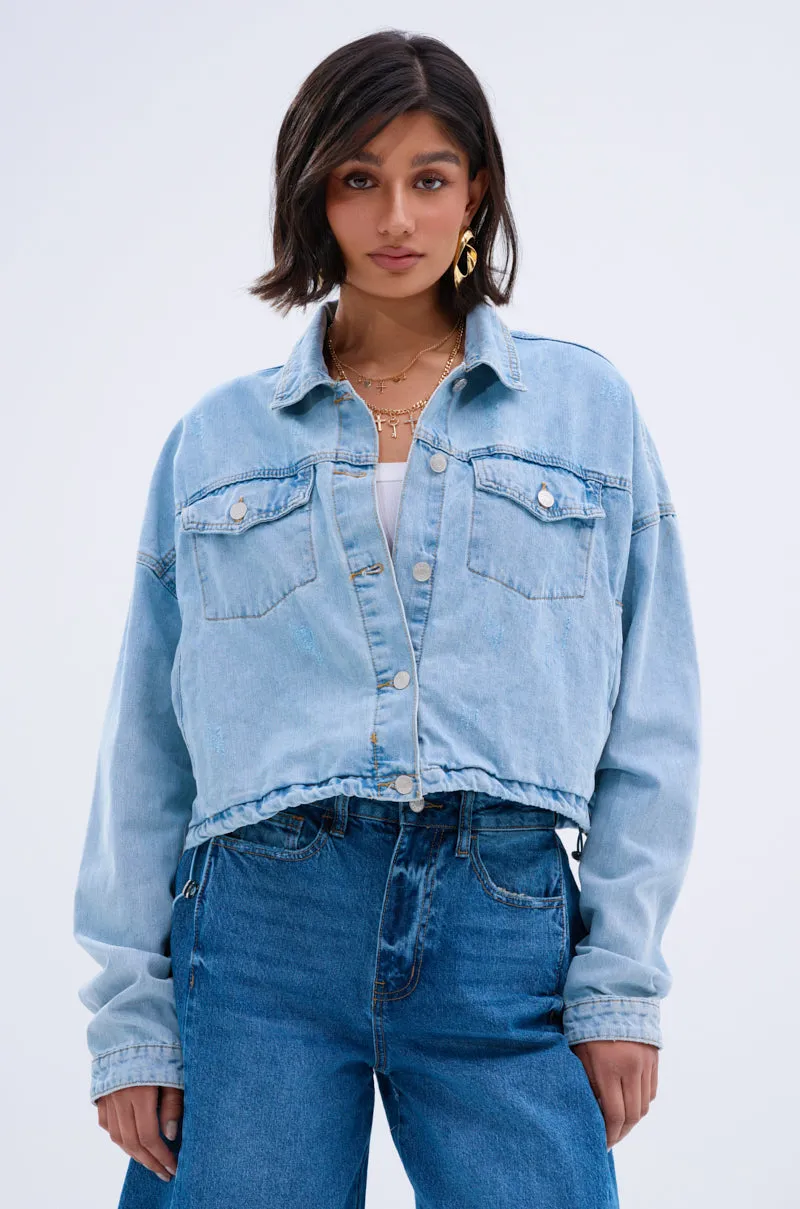 IGGY ADJUSTABLE DENIM JACKET sold by AKIRA product image thumbnail 5