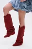 AZALEA WANG LETTICE BURGUNDY FAUX SUEDE WESTERN BOOT sold by AKIRA