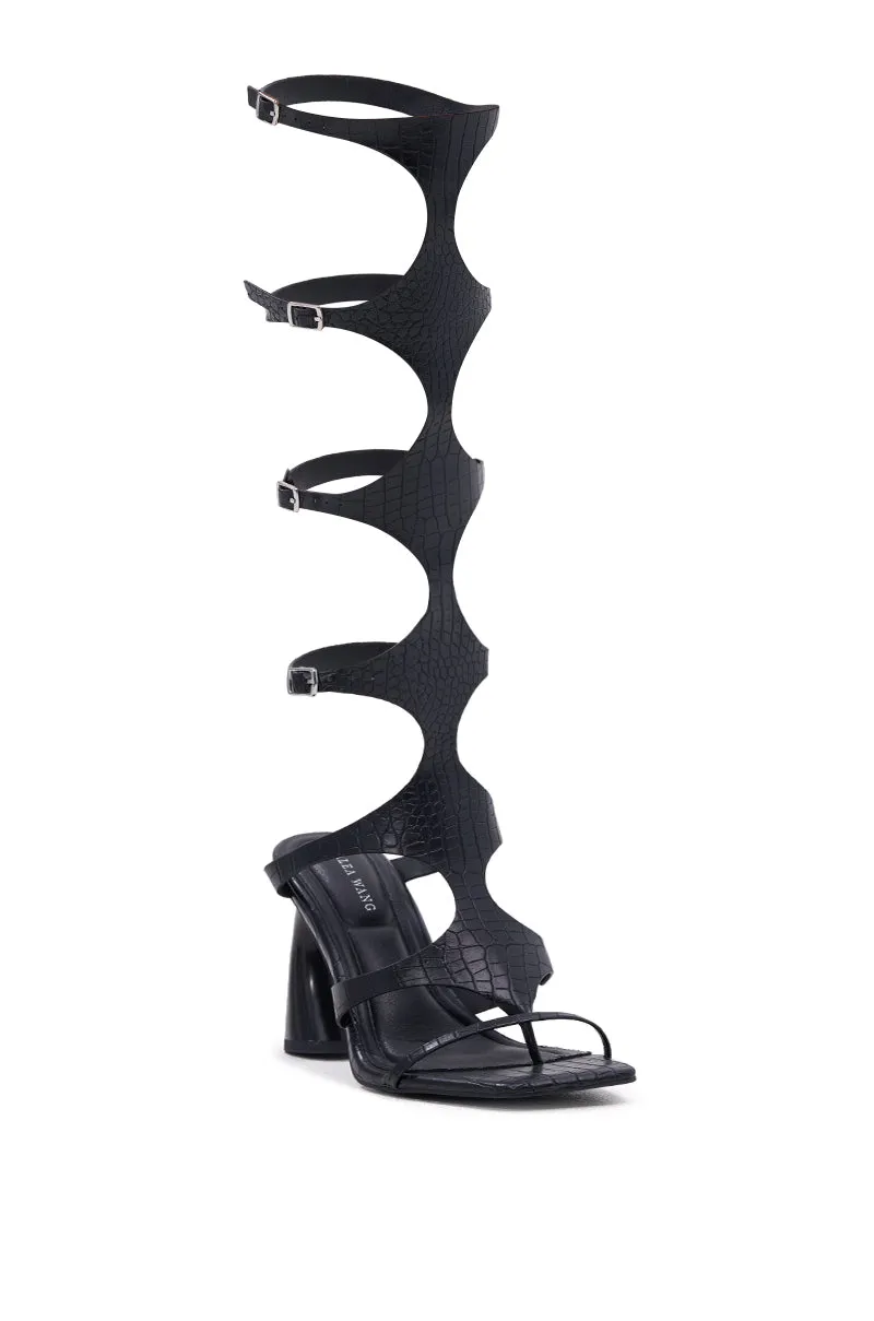 AZALEA WANG SEAMUS BLACK CROC NOVELTY HEEL SANDAL sold by AKIRA product image thumbnail 4