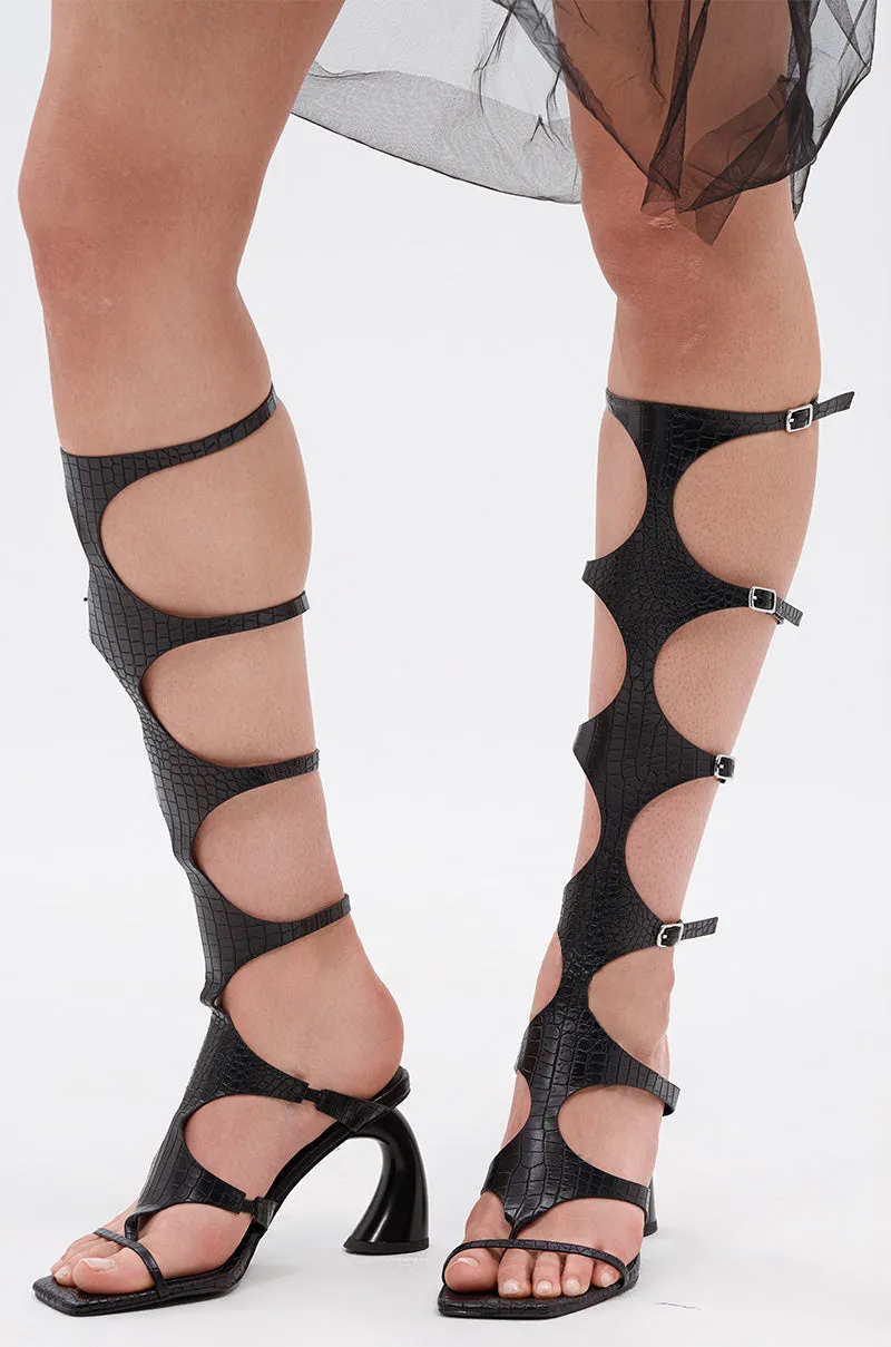 AZALEA WANG SEAMUS BLACK CROC NOVELTY HEEL SANDAL sold by AKIRA product image thumbnail 2