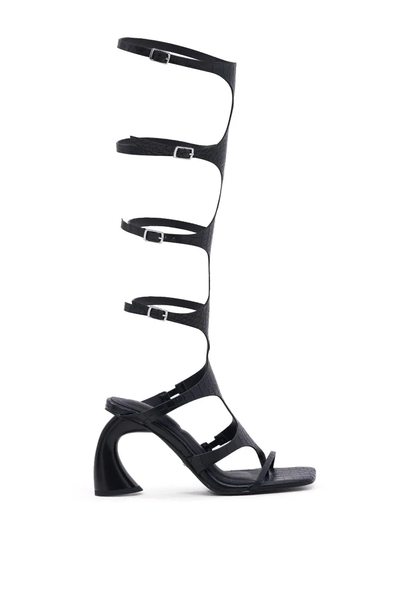 AZALEA WANG SEAMUS BLACK CROC NOVELTY HEEL SANDAL sold by AKIRA product image thumbnail 3