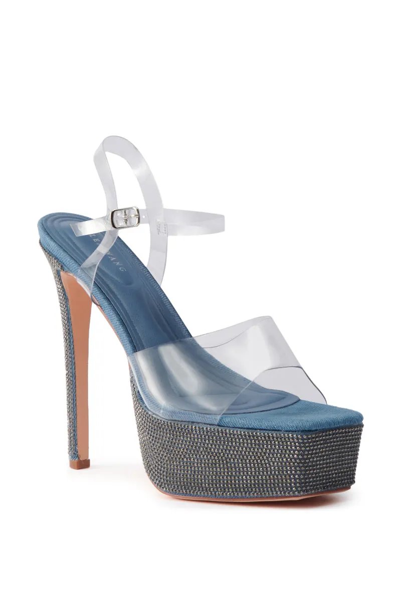 AZALEA WANG ISAURA DENIM PLATFORM RHINESTONE SANDAL sold by AKIRA product image thumbnail 5