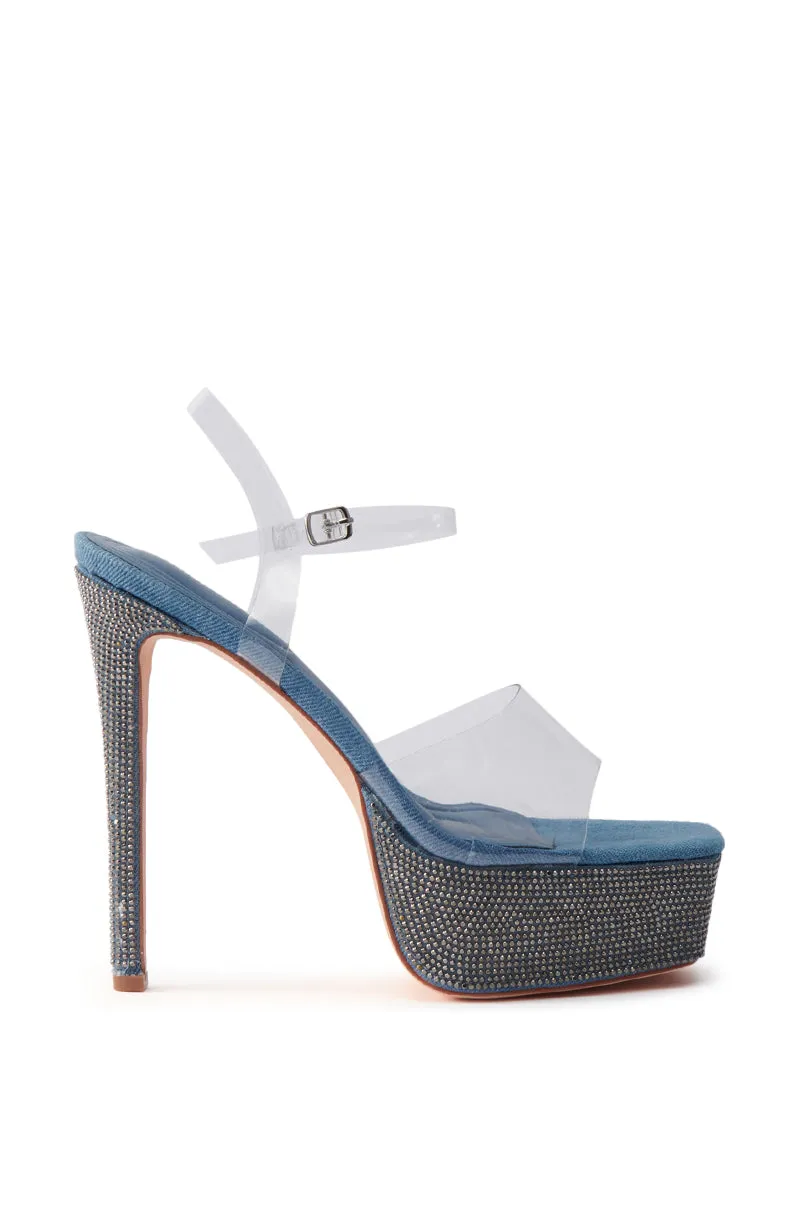 AZALEA WANG ISAURA DENIM PLATFORM RHINESTONE SANDAL sold by AKIRA product image thumbnail 4
