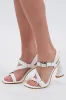 AZALEA WANG CAPRIZE WHITE INDUSTRIAL BUCKLE SANDAL sold by AKIRA