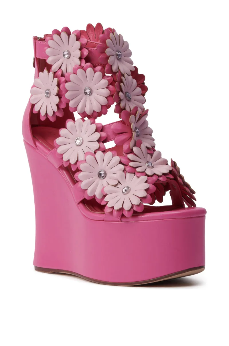 AZALEA WANG FLOWER EMBELLISHED WEDGE SANDAL IN PINK sold by AKIRA product image thumbnail 5