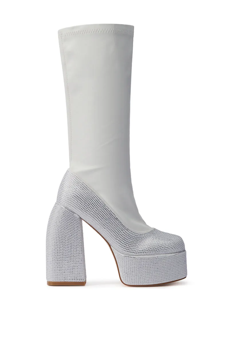 AZALEA WANG AURONNE WHITE AND RHINESTONE CHUNKY BOOT sold by AKIRA product image thumbnail 4