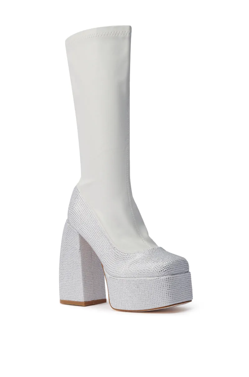 AZALEA WANG AURONNE WHITE AND RHINESTONE CHUNKY BOOT sold by AKIRA product image thumbnail 5