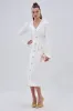 SAKURA BANDAGE RUFFLE MIDI DRESS IN WHITE sold by AKIRA