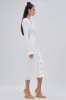 SAKURA BANDAGE RUFFLE MIDI DRESS IN WHITE sold by AKIRA