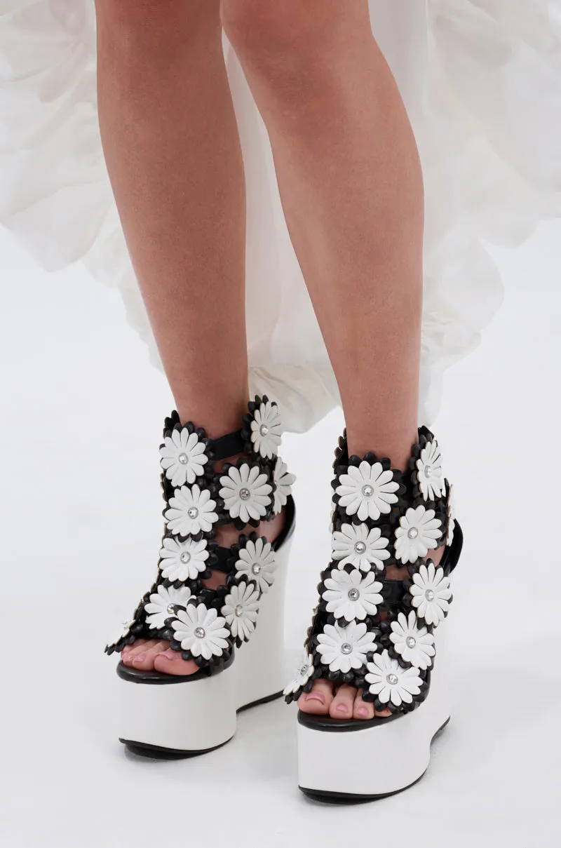 AZALEA WANG FLOWER EMBELLISHED WEDGE SANDAL IN BLACK sold by AKIRA product image thumbnail 2