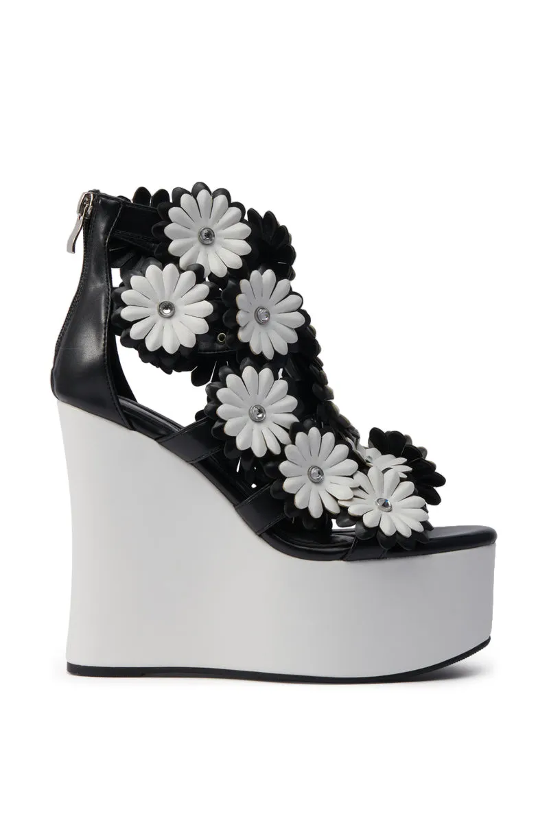 AZALEA WANG FLOWER EMBELLISHED WEDGE SANDAL IN BLACK sold by AKIRA product image thumbnail 3