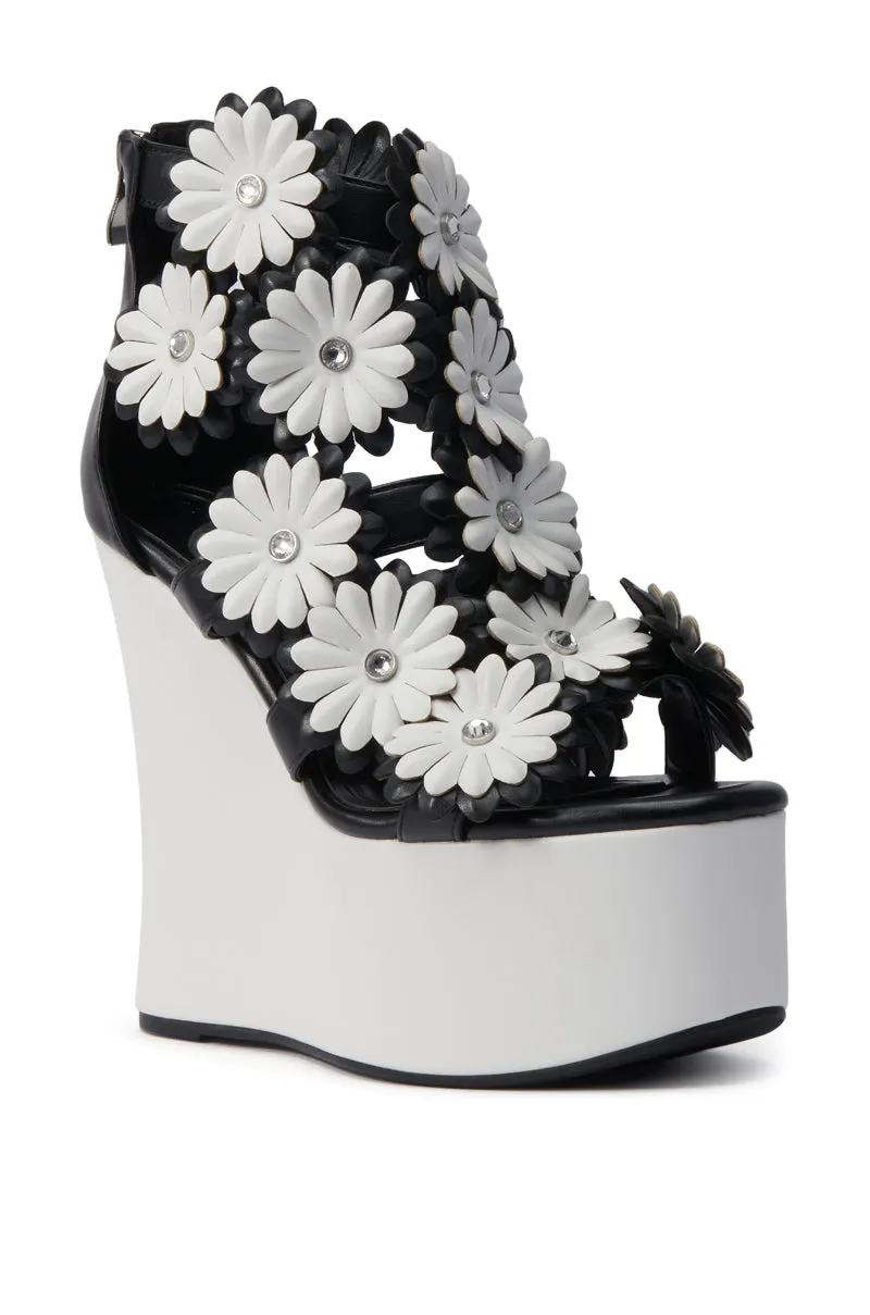 AZALEA WANG FLOWER EMBELLISHED WEDGE SANDAL IN BLACK sold by AKIRA product image thumbnail 4
