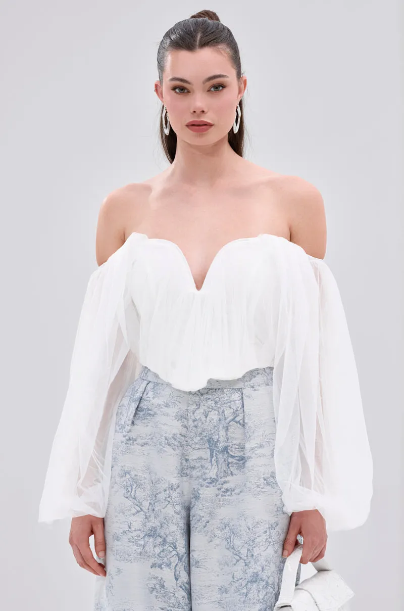 FLY WITH ME CORSET TOP IN WHITE sold by AKIRA