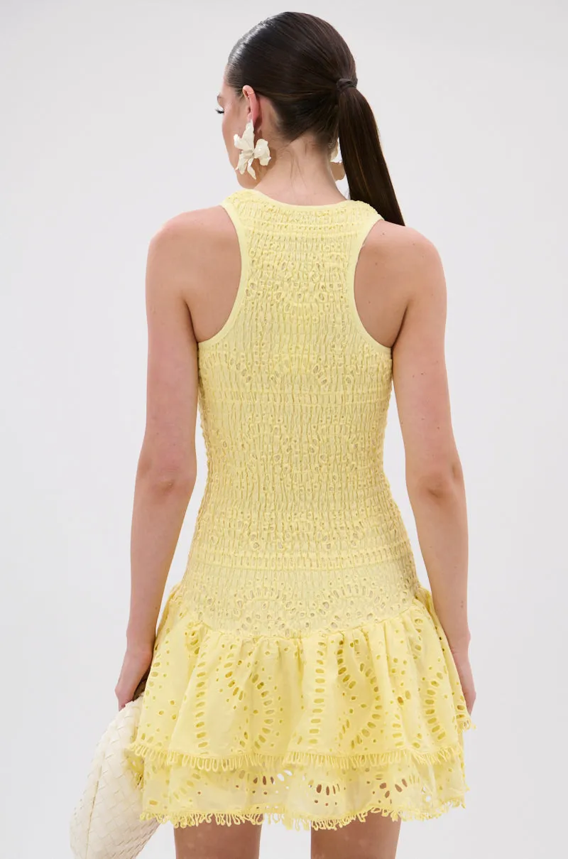 LET'S GO TO THE BEACH RUFFLE MINI DRESS IN YELLOW sold by AKIRA product image thumbnail 5