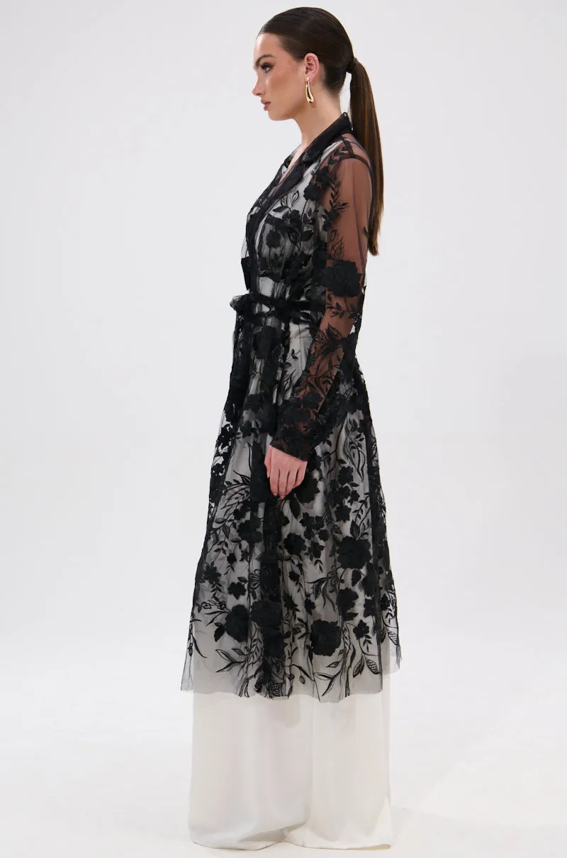IN BLOOM SHEER TRENCH IN BLACK sold by AKIRA product image thumbnail 4