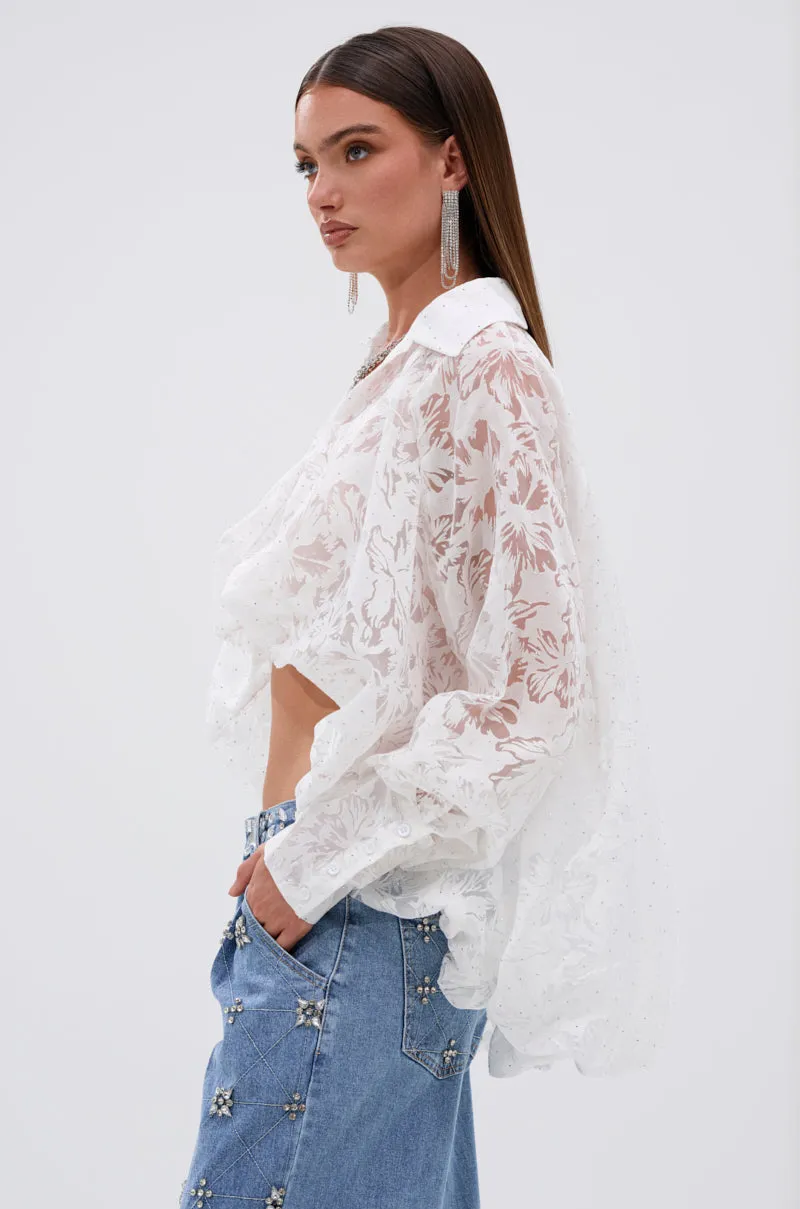 JACKIE RHINESTONE CROP BLOUSE sold by AKIRA product image thumbnail 4