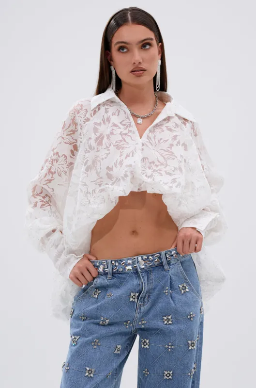 JACKIE RHINESTONE CROP BLOUSE sold by AKIRA