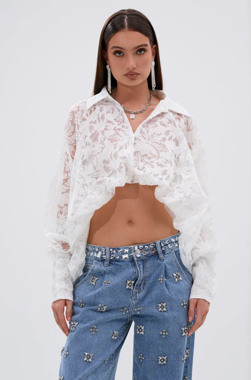 JACKIE RHINESTONE CROP BLOUSE sold by AKIRA product image thumbnail 3