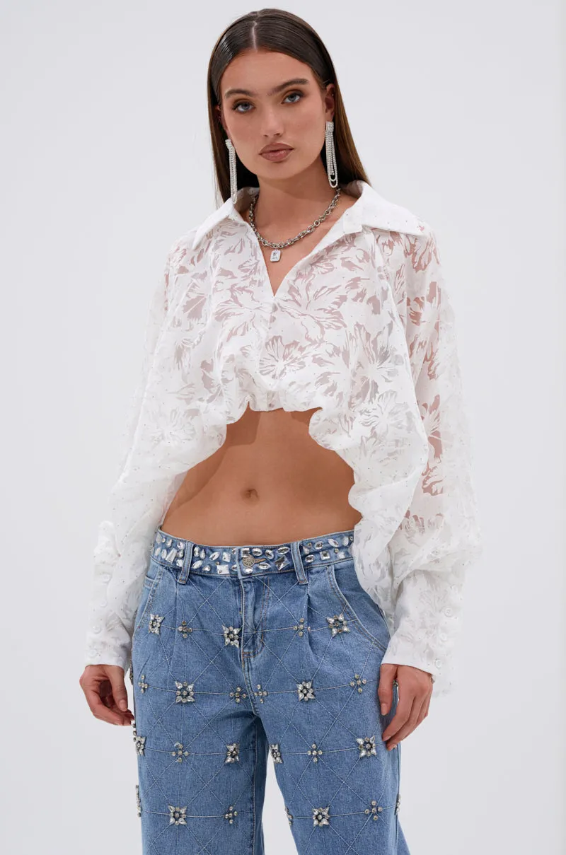 JACKIE RHINESTONE CROP BLOUSE sold by AKIRA product image thumbnail 2