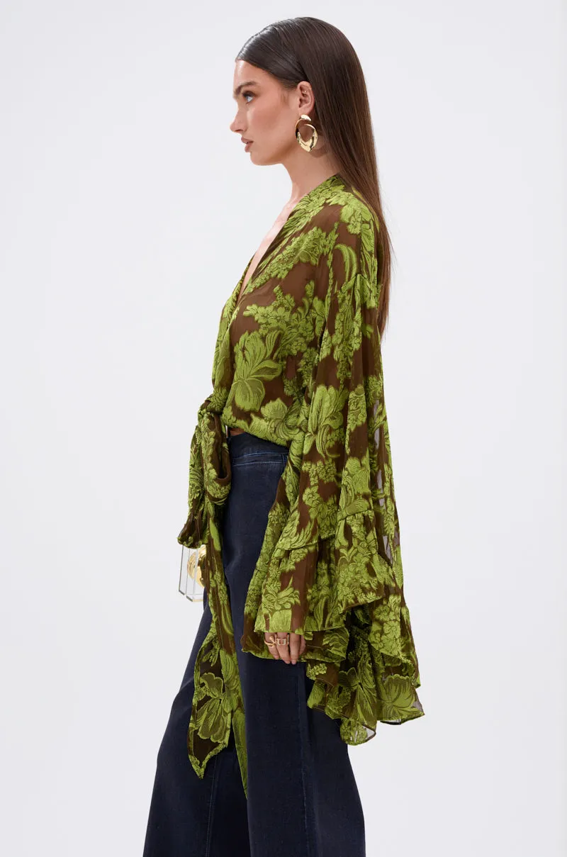 BUTTERLY EFFECT BLOUSE IN GREEN sold by AKIRA product image thumbnail 3