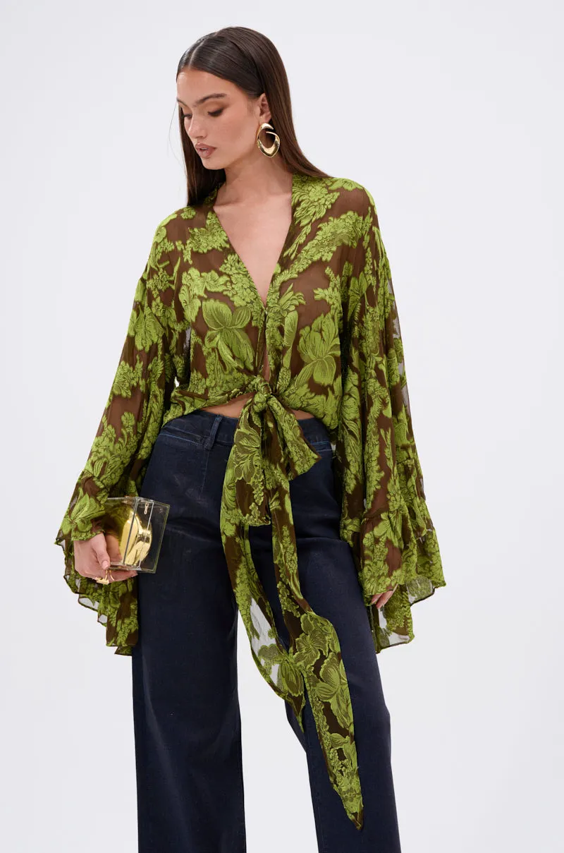 BUTTERLY EFFECT BLOUSE IN GREEN sold by AKIRA product image thumbnail 2