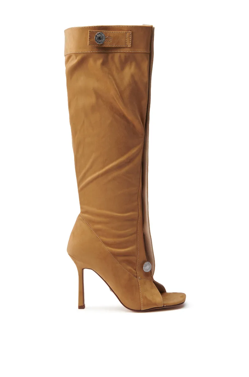 AZALEA WANG KAZUKI TAN SLOUCHY SUEDE OPEN TOE BOOT sold by AKIRA product image thumbnail 3