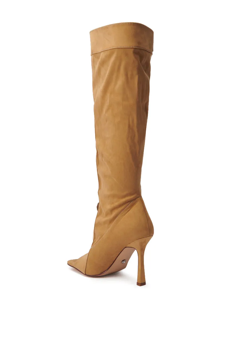 AZALEA WANG KAZUKI TAN SLOUCHY SUEDE OPEN TOE BOOT sold by AKIRA product image thumbnail 5