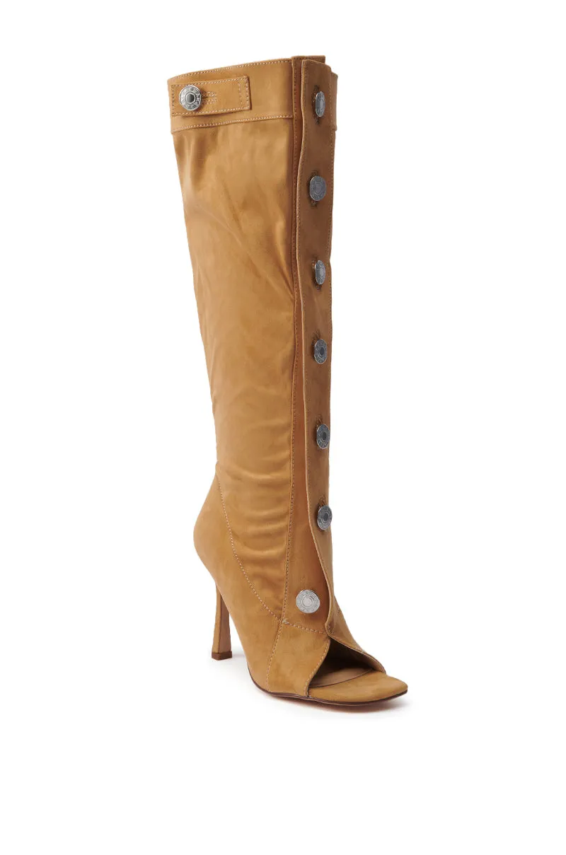 AZALEA WANG KAZUKI TAN SLOUCHY SUEDE OPEN TOE BOOT sold by AKIRA product image thumbnail 4