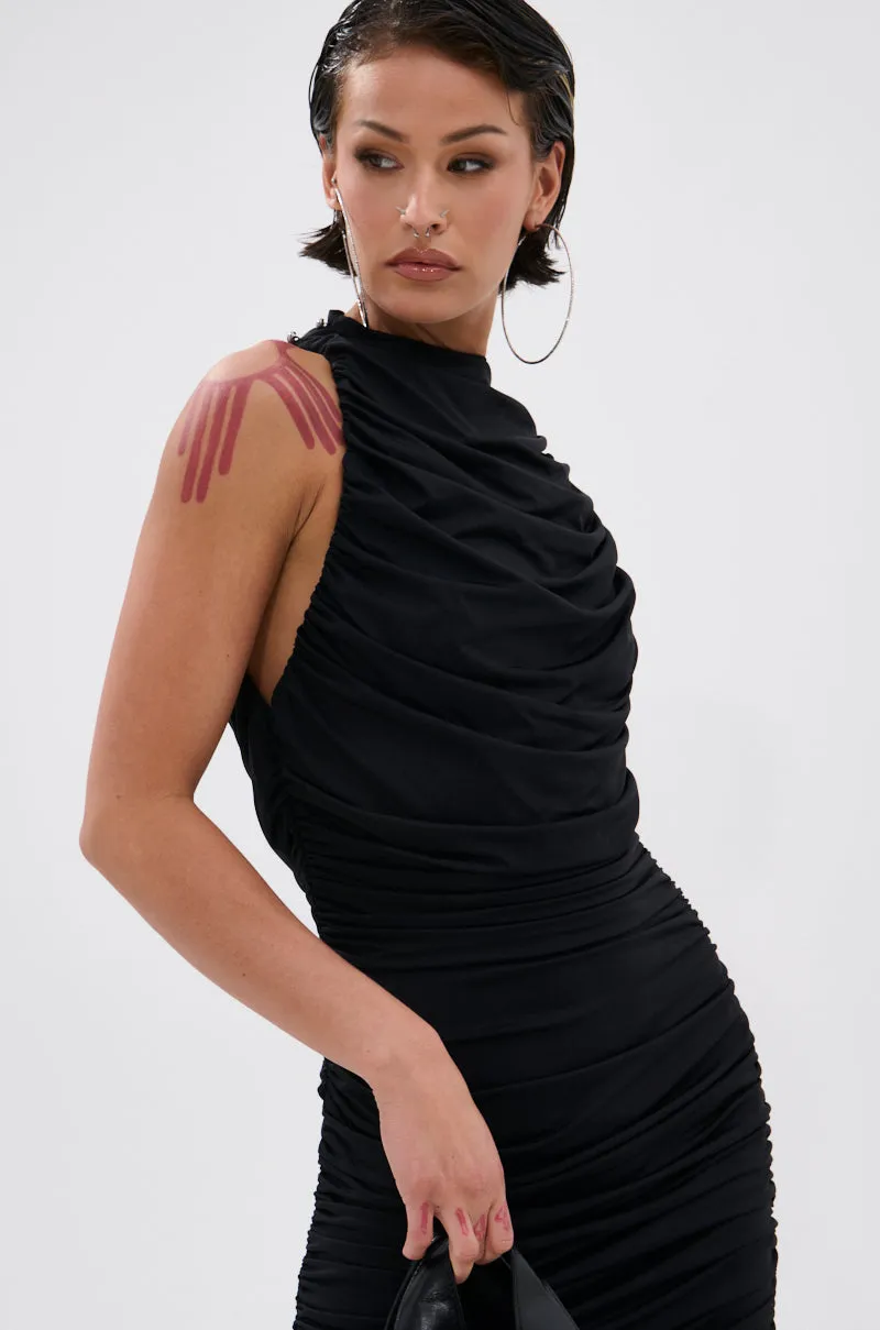 BUSINESS IN FRONT PARTY IN BACK MIDI DRESS IN BLACK sold by AKIRA product image thumbnail 5