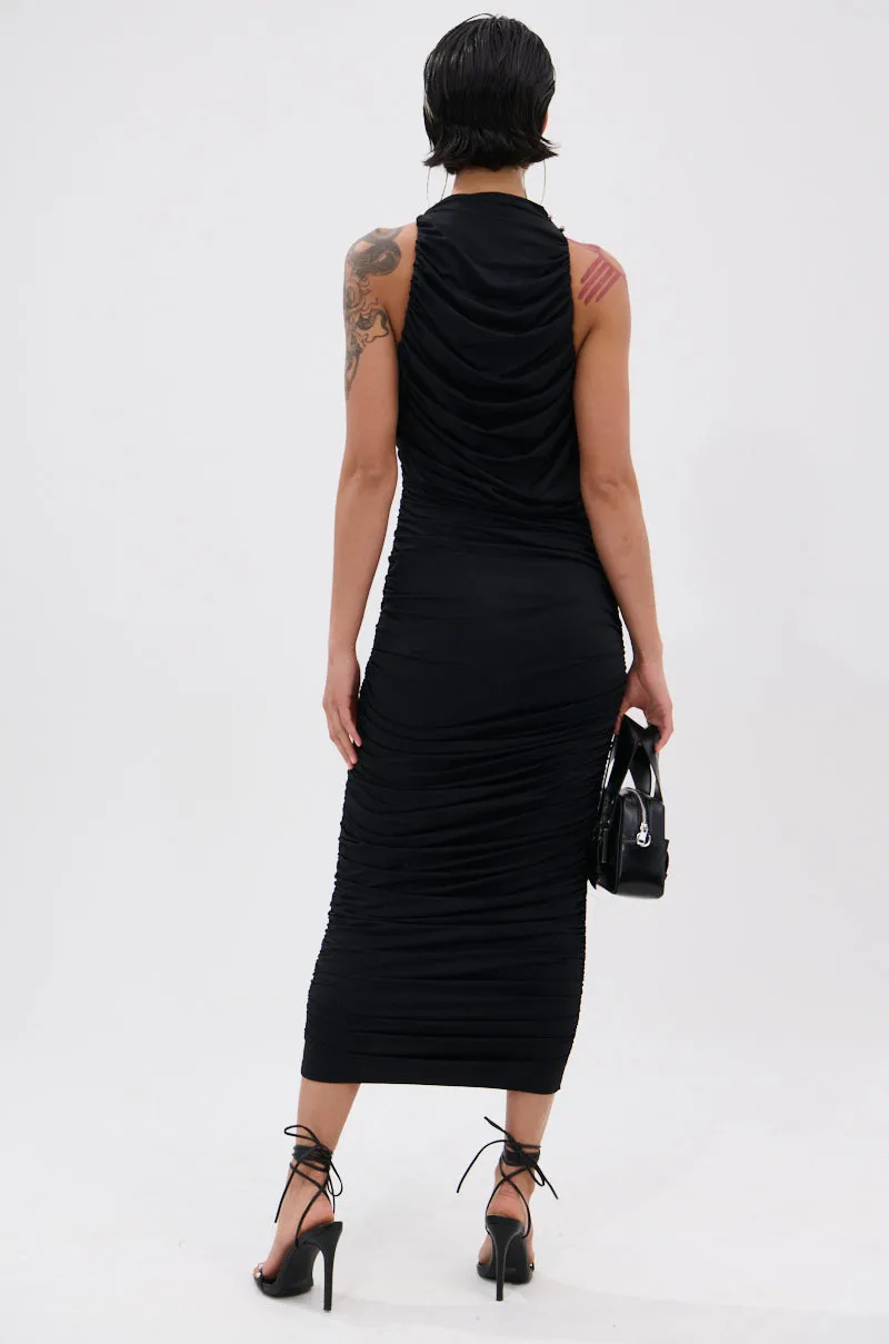 BUSINESS IN FRONT PARTY IN BACK MIDI DRESS IN BLACK sold by AKIRA product image thumbnail 4