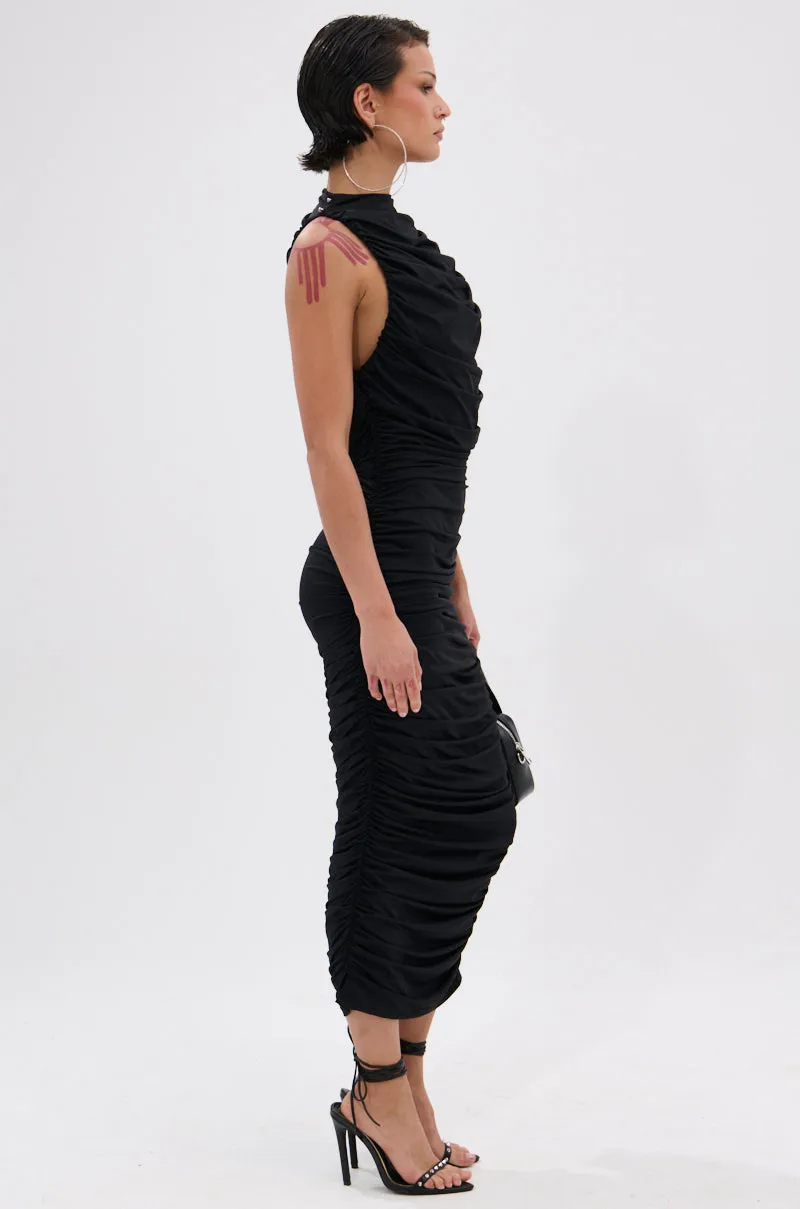 BUSINESS IN FRONT PARTY IN BACK MIDI DRESS IN BLACK sold by AKIRA product image thumbnail 3