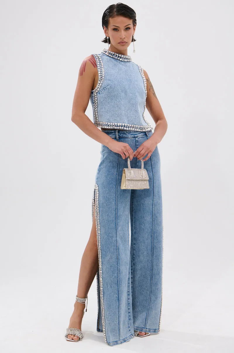 POPPING OUT RHINESTONE DENIM BLOUSE sold by AKIRA product image thumbnail 4