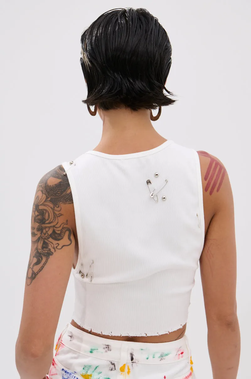 NEVER CARED DISTRESSED CROPPED TANK TOP sold by AKIRA product image thumbnail 3