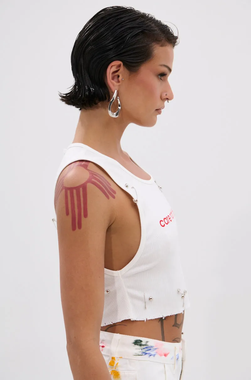 NEVER CARED DISTRESSED CROPPED TANK TOP sold by AKIRA product image thumbnail 2