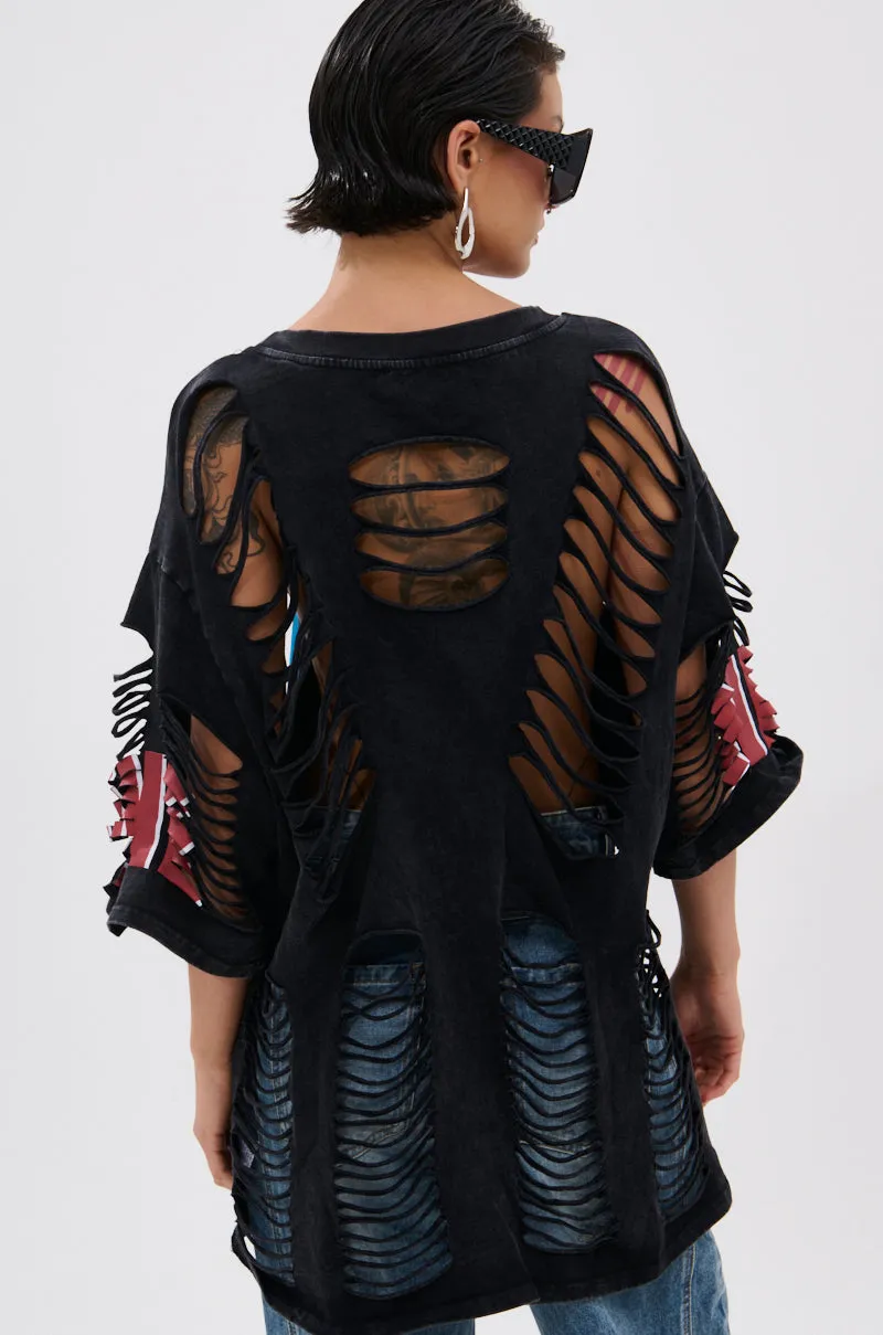 BYE GIRL OVERSIZED DISTRESSED TEE sold by AKIRA product image thumbnail 4