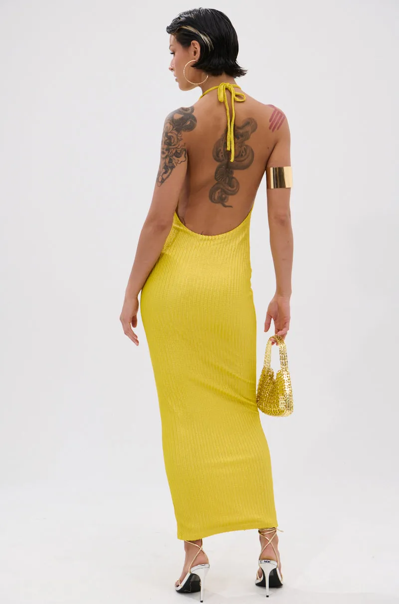 STRUCK GOLD METALLIC MIDI DRESS IN YELLOW sold by AKIRA product image thumbnail 3